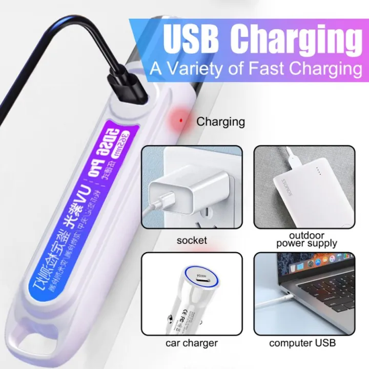 USB Rechargeable UV Flashlight for Currency Check, Pet Care, Resin Curing Detection