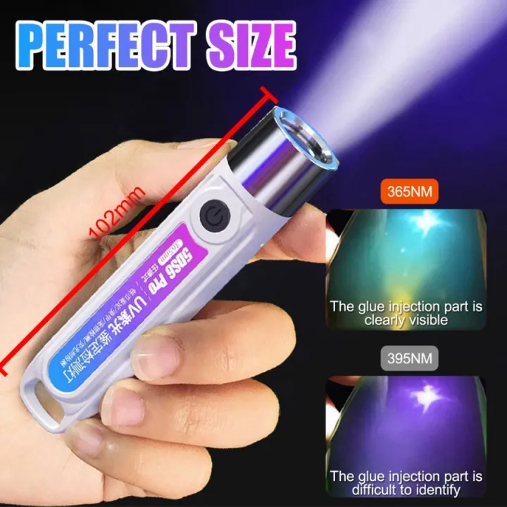USB Rechargeable UV Flashlight for Currency Check, Pet Care, Resin Curing Detection