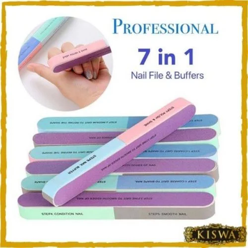 7 Way Nail File and Buffer 7 Steps Washable Professional Manicure and Pedicure Tool