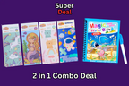 2-in-1 kids learning set with reusable magic watercolor books